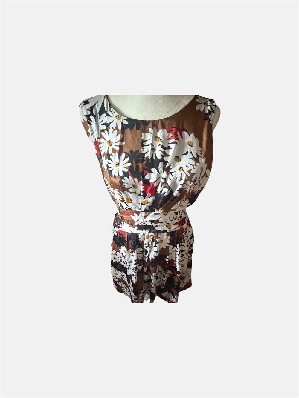 Women’s Floral Daisy Print Brown Mini Dress